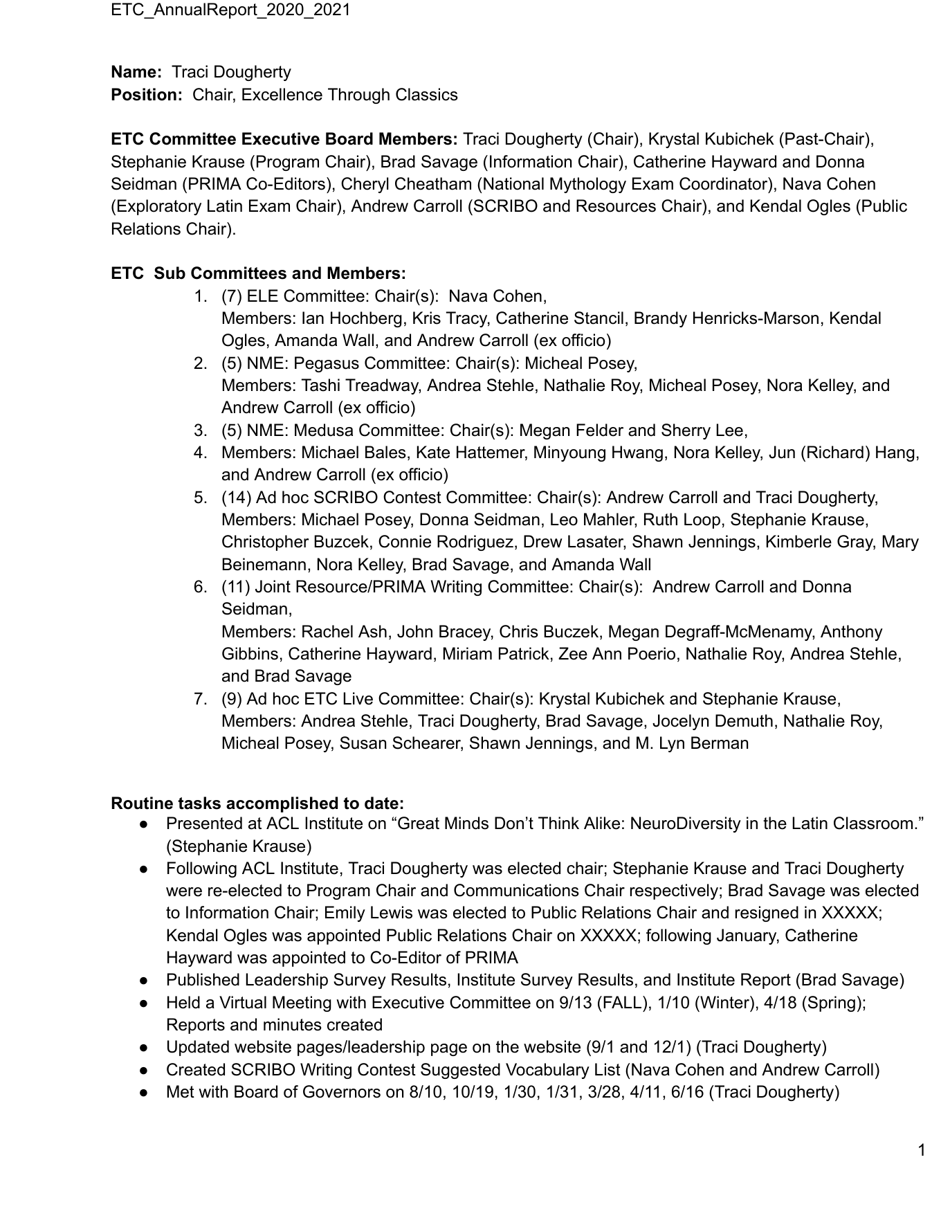First page of the ETC 2020–2021 annual report