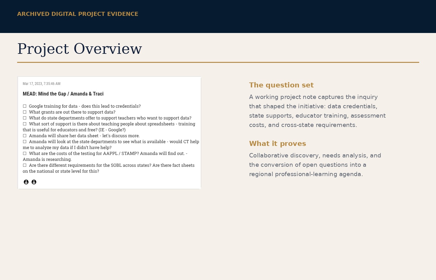 Archived Mind the Data Gap project overview