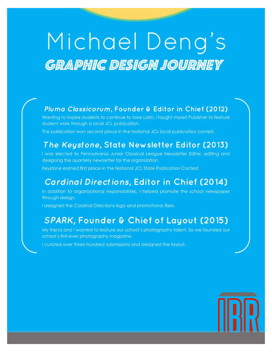 Michael Deng student design portfolio showing early publication work