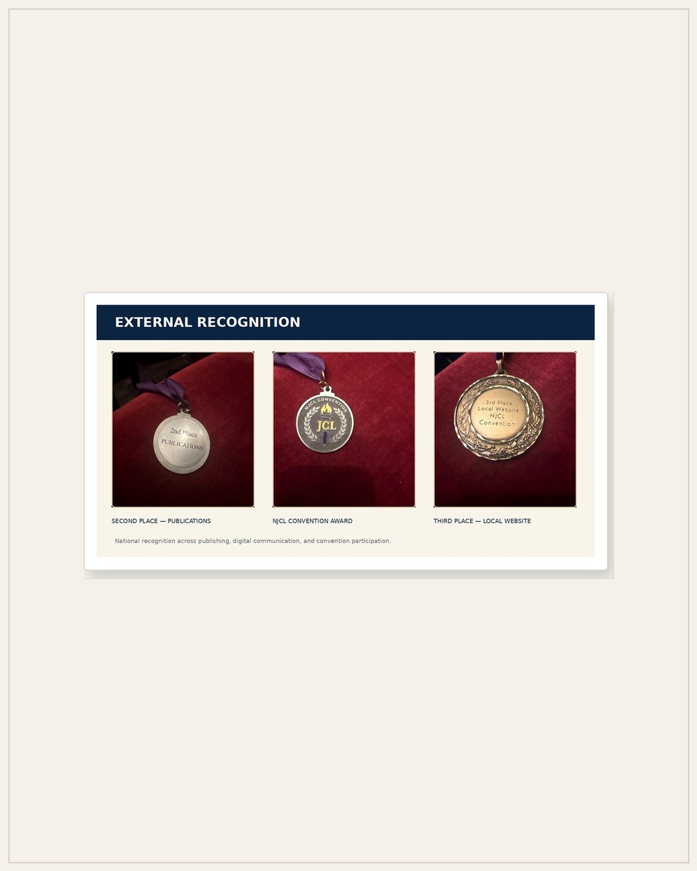 NJCL publication recognition presented in a standardized cream artboard