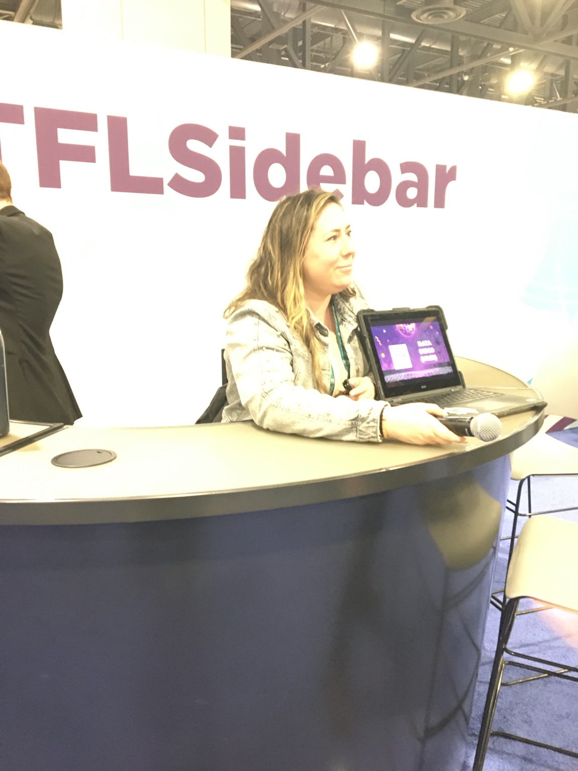 Traci Dougherty displaying the Data Disco(urse) presentation at ACTFL