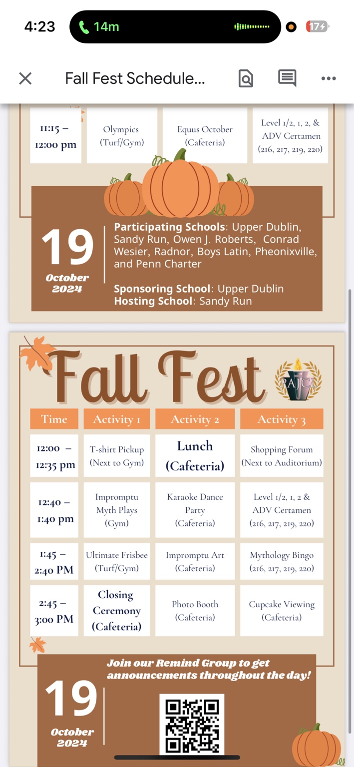 Regional Fall Fest schedule