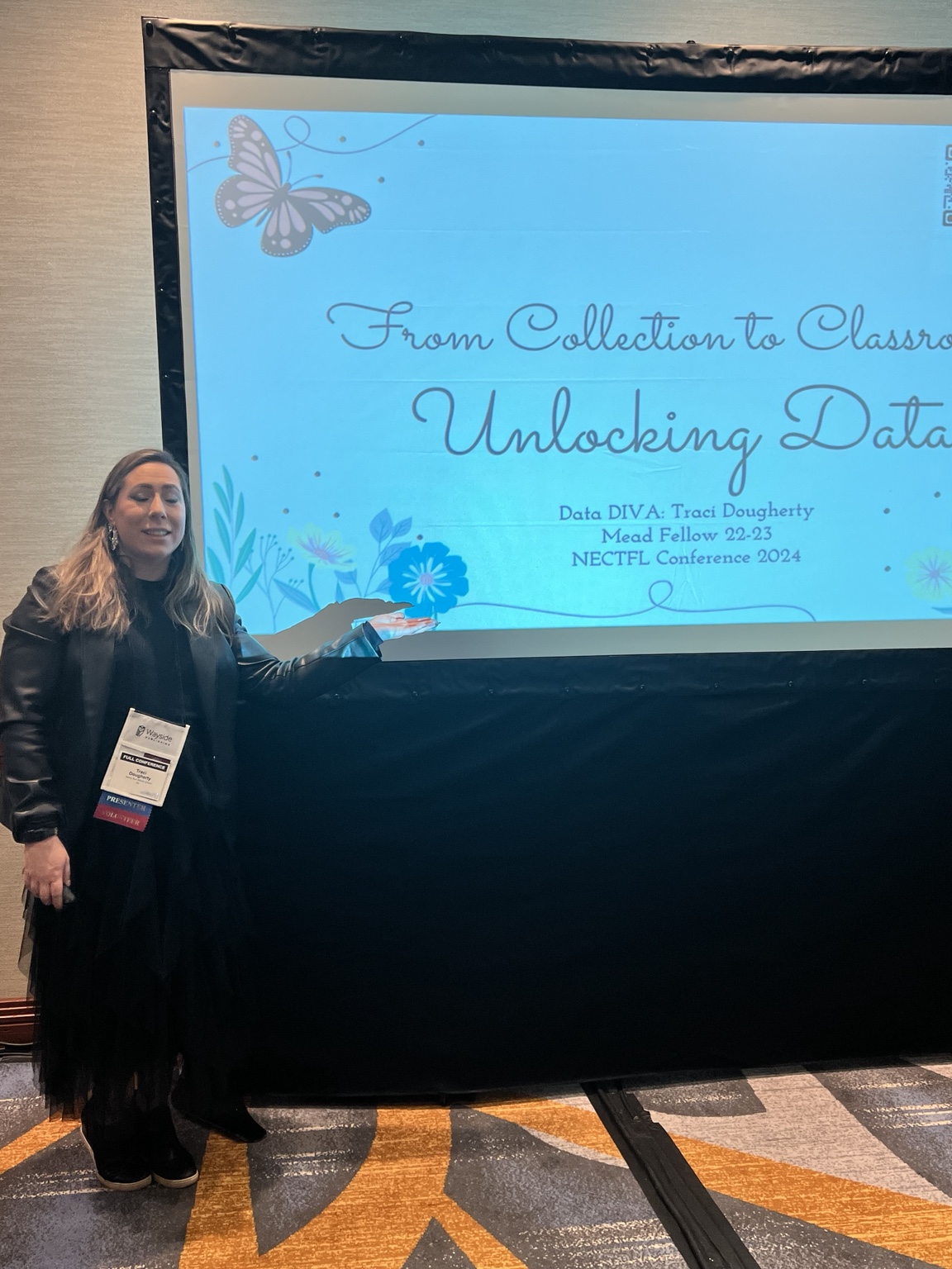 Traci Dougherty presenting Unlocking Data at NECTFL